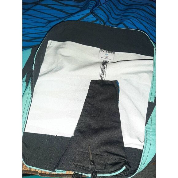 Mens 36 Hang Ten Blue Black Purple Drawstring Swim Trunks Shorts Board Shorts - Picture 5 of 5